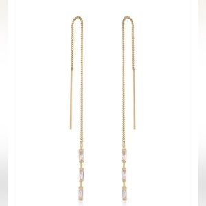 Ettika Crystal Baguette Threader Earrings